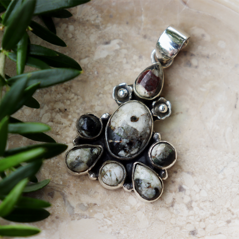 white turquoise sterling silver gemstone pendant