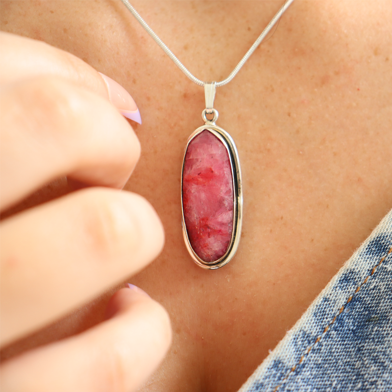 oval ruby quartz sterling silver gemstone pendant