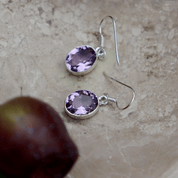 amethyst oval sterling silver gemstone earrings
