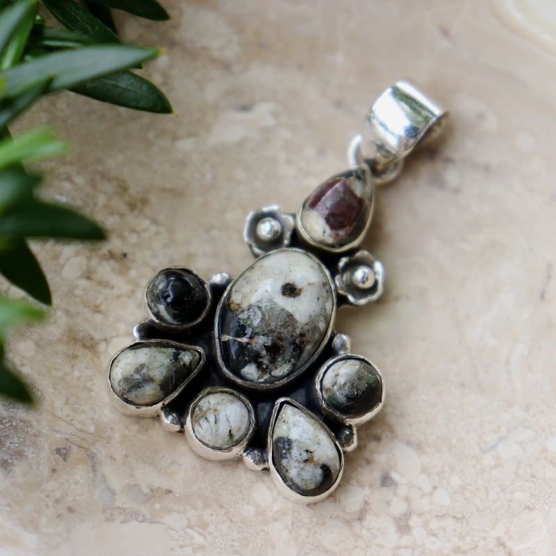 white turquoise sterling silver gemstone pendant