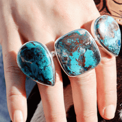 large square shattuckite gemstone silver ring