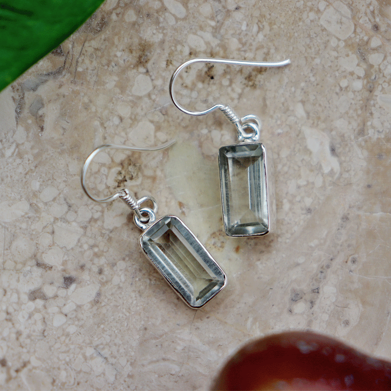 green amethyst silver gemstone earrings