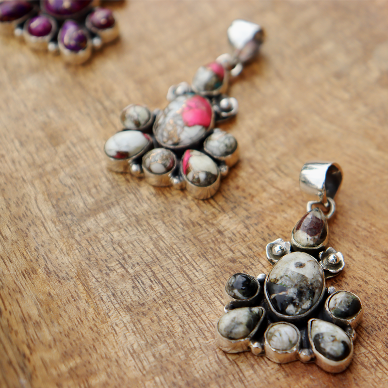 white turquoise sterling silver gemstone pendant