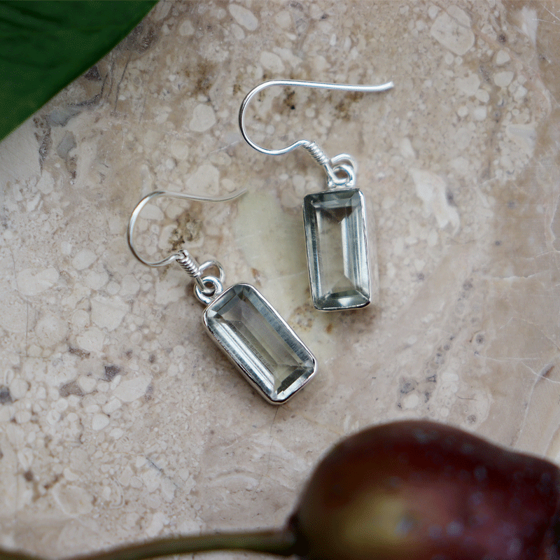 green amethyst silver gemstone earrings