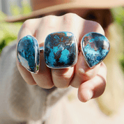 large square shattuckite gemstone silver ring