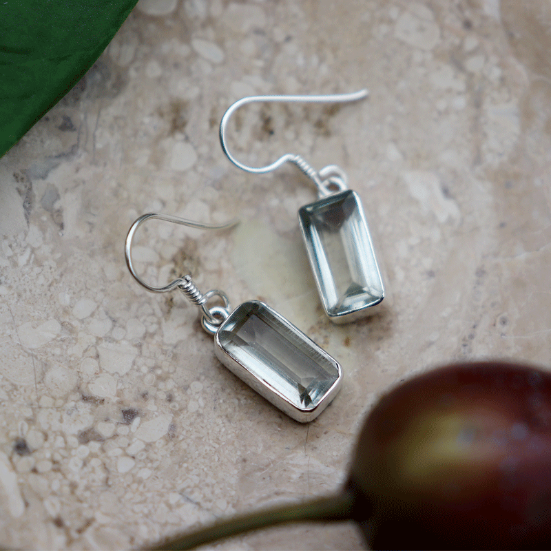 green amethyst silver gemstone earrings