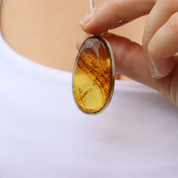 amber sterling silver gemstone pendant