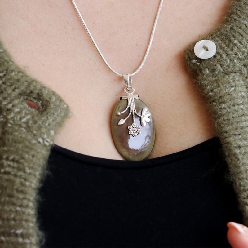 oval imperial jasper sterling silver gemstone pendant