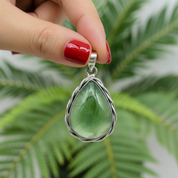 prehnite teardrop sterling silver gemstone pendant