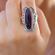 large amethyst sterling silver gemstone ring