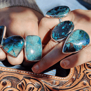 large round shattuckite gemstone ring