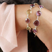 amethyst lemon quartz silver gemstone bracelet