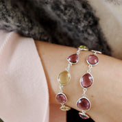 amethyst lemon quartz silver gemstone bracelet