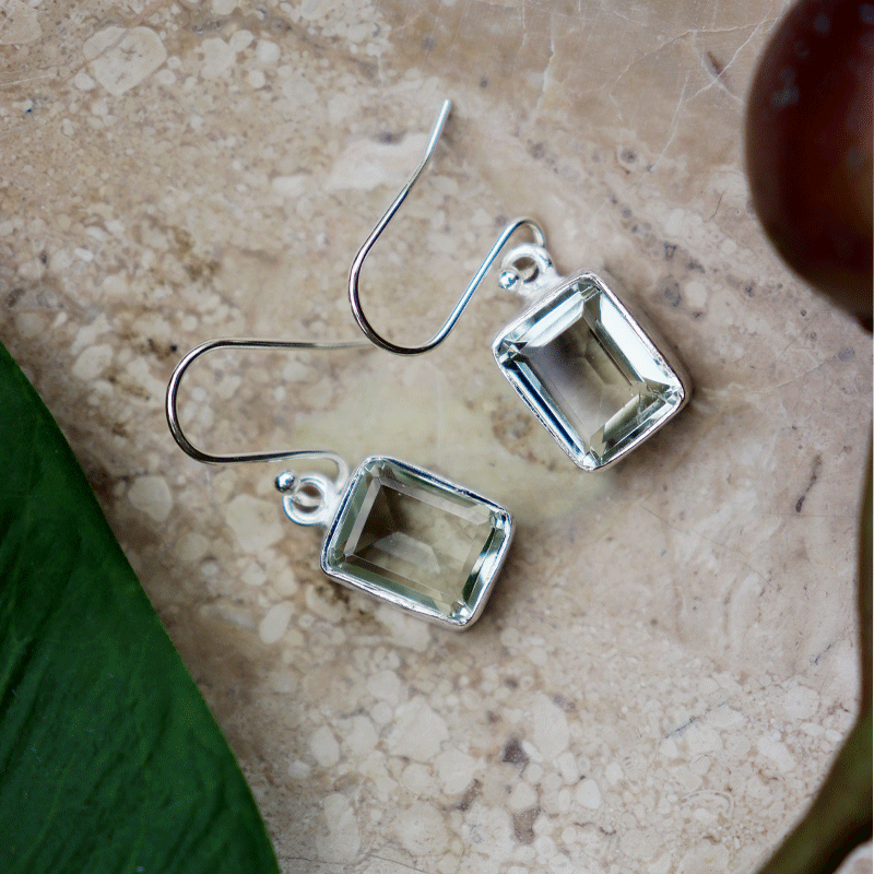 Eka Green Amethyst Silver Earrings
