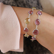 amethyst lemon quartz silver gemstone bracelet