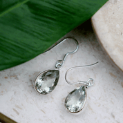 green amethyst teardrop silver gemstone earrings
