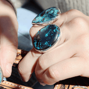 large round shattuckite gemstone ring