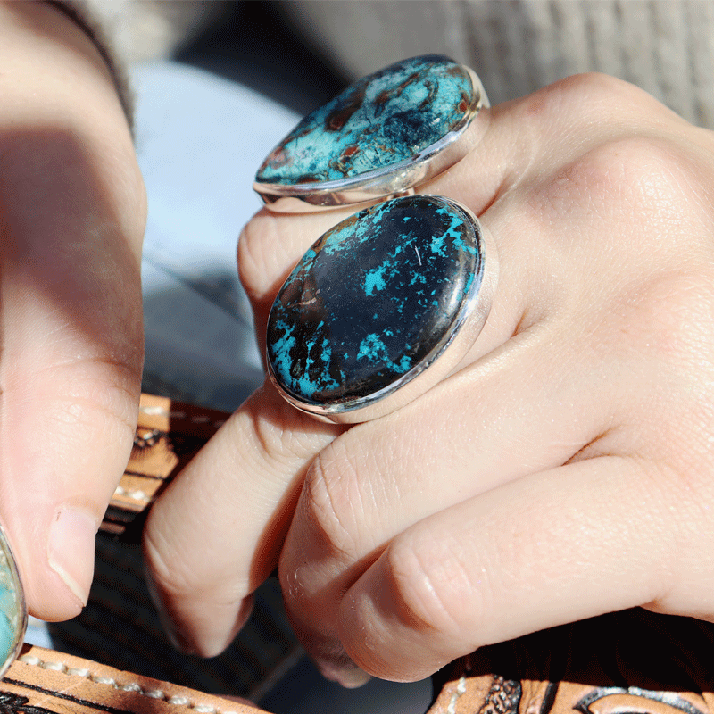 large round shattuckite gemstone ring