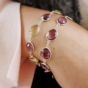 amethyst lemon quartz silver gemstone bracelet