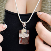 crazy lace agate garnet sterling silver gemstone pendant
