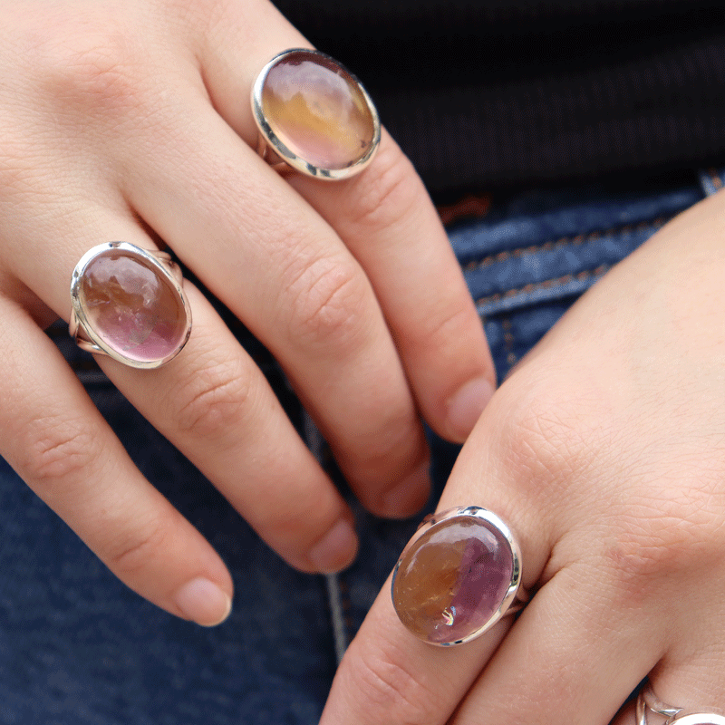 oval ametrine sterling silver gemstone ring
