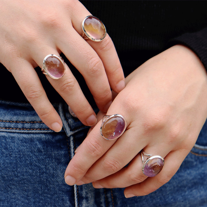 oval ametrine sterling silver gemstone ring