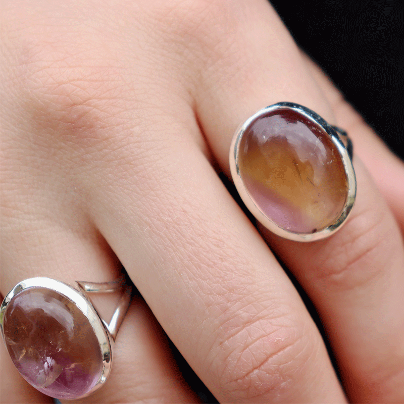 oval ametrine sterling silver gemstone ring