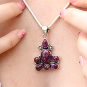 pink turquoise sterling silver gemstone pendant