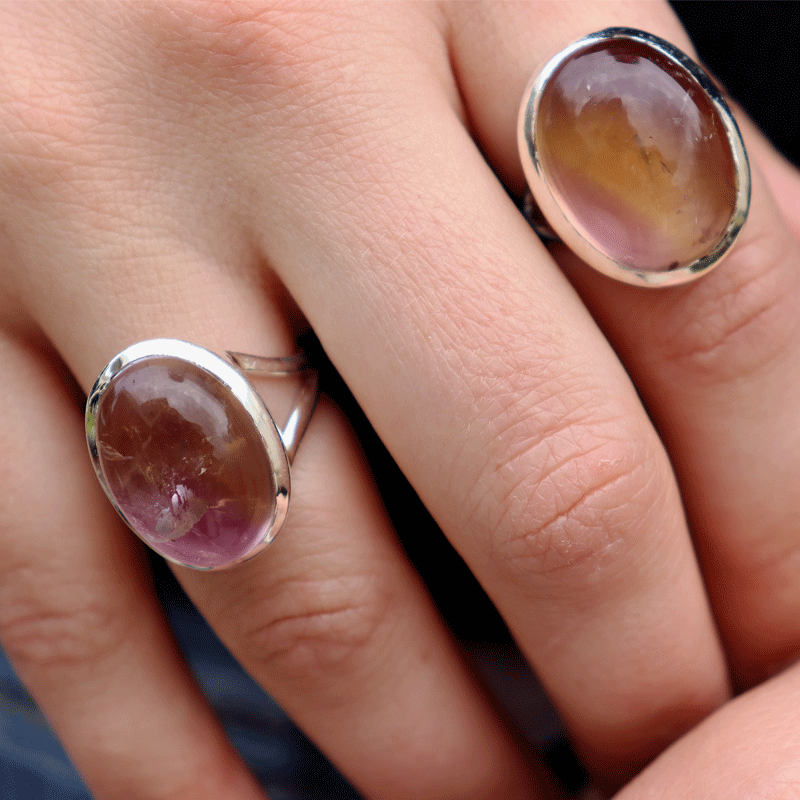 oval ametrine sterling silver gemstone ring