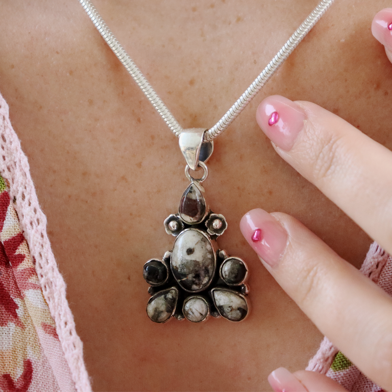 white turquoise sterling silver gemstone pendant