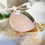 xl rose quartz silver gemstone pendant