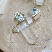 clear quartz blue topaz silver pendant