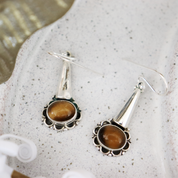 tiger eye gemstone sterling silver earrings