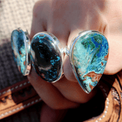 large round shattuckite gemstone ring