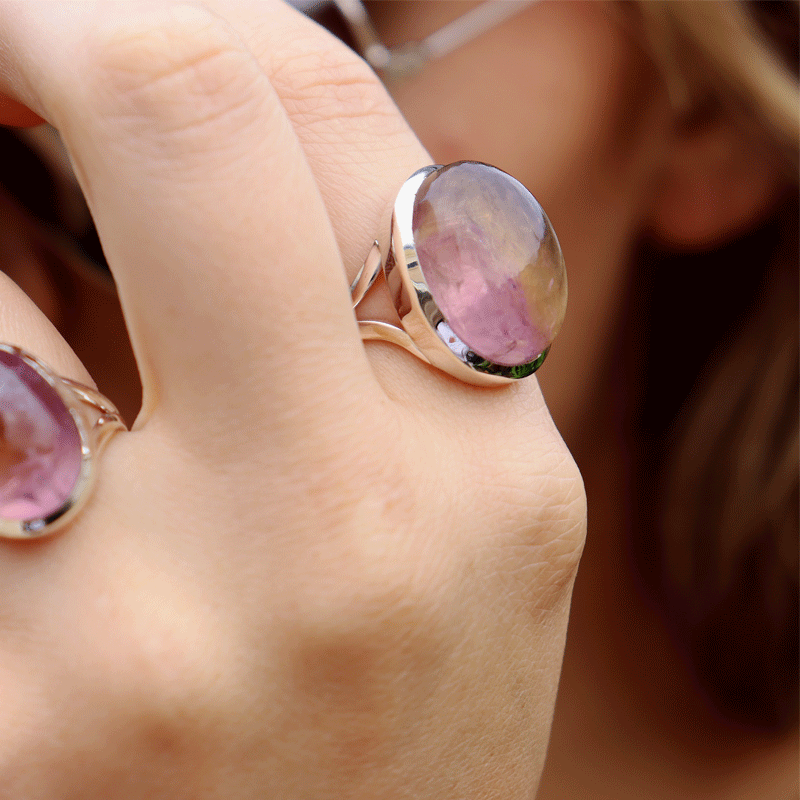 oval ametrine sterling silver gemstone ring