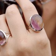 oval ametrine sterling silver gemstone ring