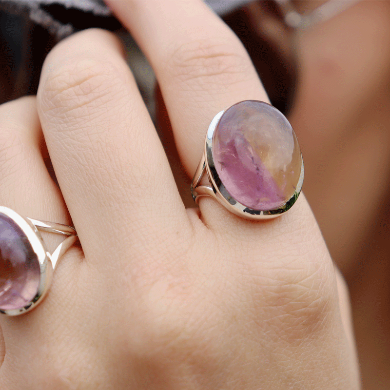 oval ametrine sterling silver gemstone ring