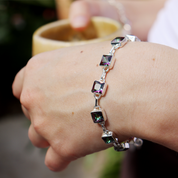 mystic topaz square sterling silver gemstone bracelet