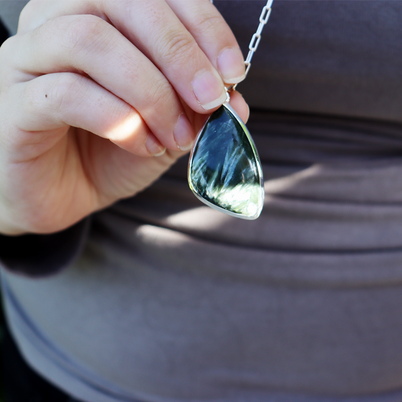 seraphinite sterling silver gemstone pendant