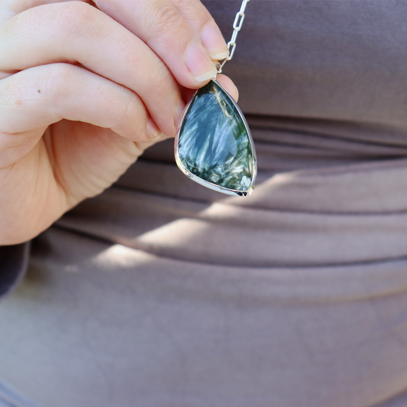 seraphinite sterling silver gemstone pendant