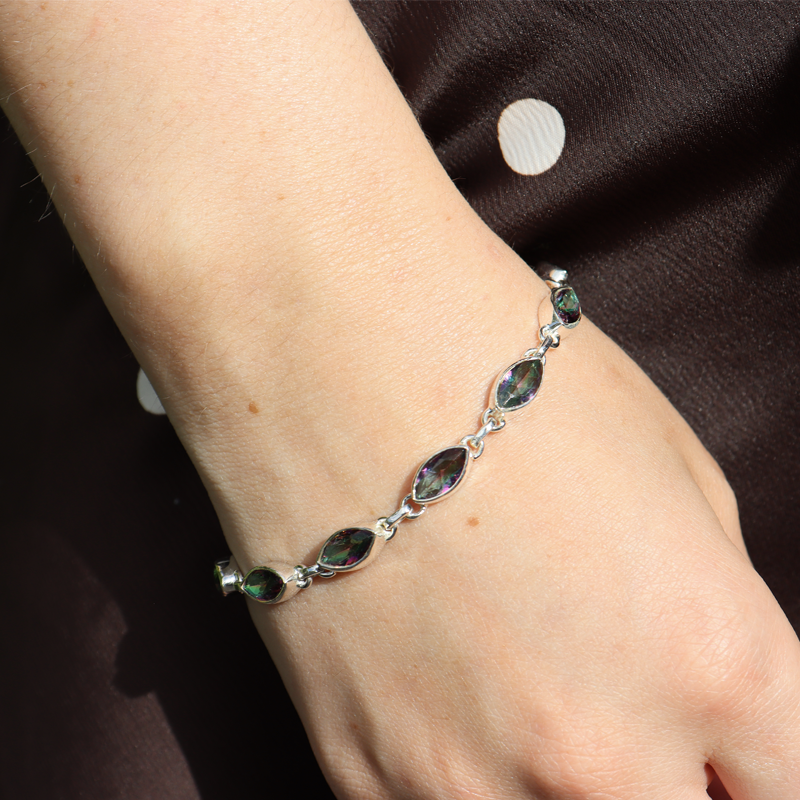 mystic topaz sterling silver gemstone bracelet