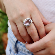 amethyst oval sterling silver gemstone ring