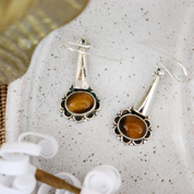 tiger eye gemstone sterling silver earrings