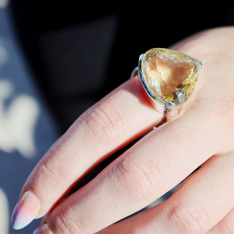 citrine silver gemstone ring