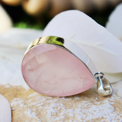 xl rose quartz silver gemstone pendant