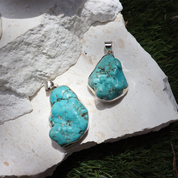 big turquoise sterling silver gemstone pendant