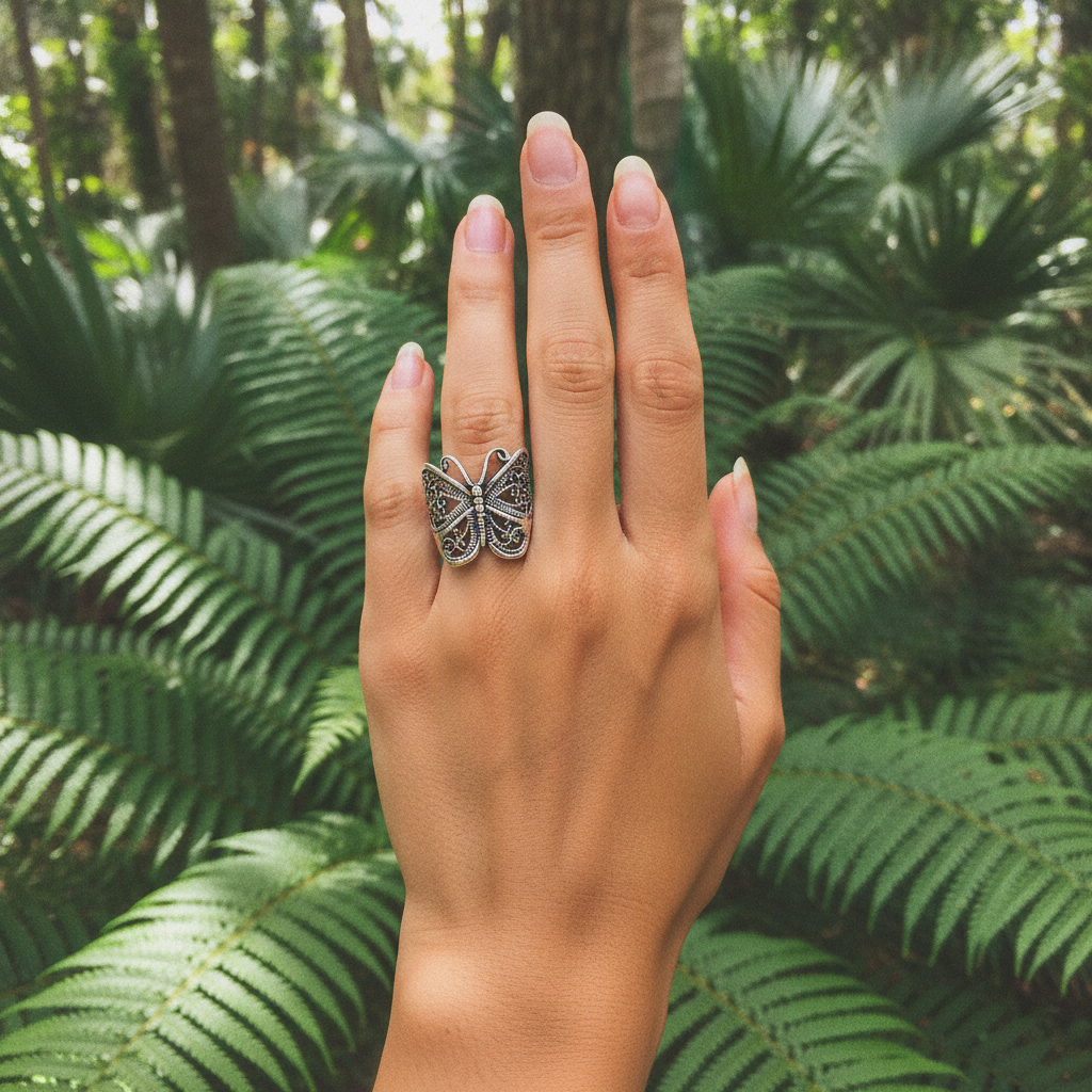 sterling silver butterfly ring