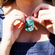 large turquoise silver gemstone pendant