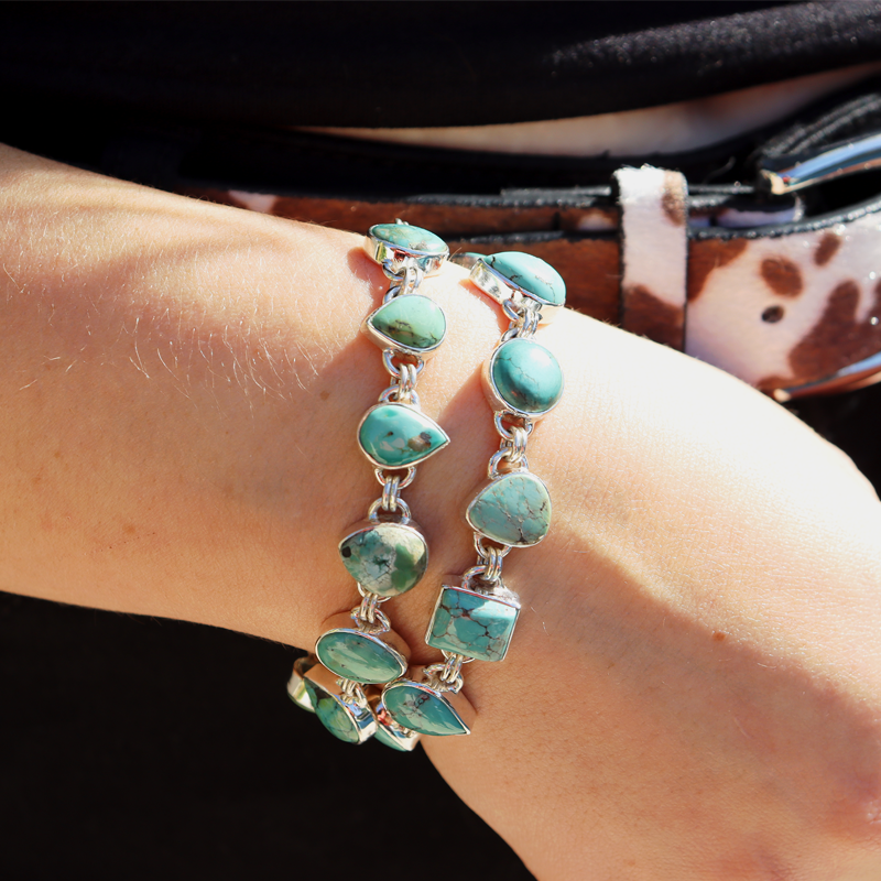 turquoise gemstone sterling silver bracelet