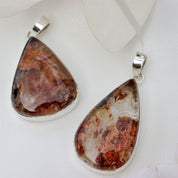 large teardrop garden quartz silver gemstone pendant